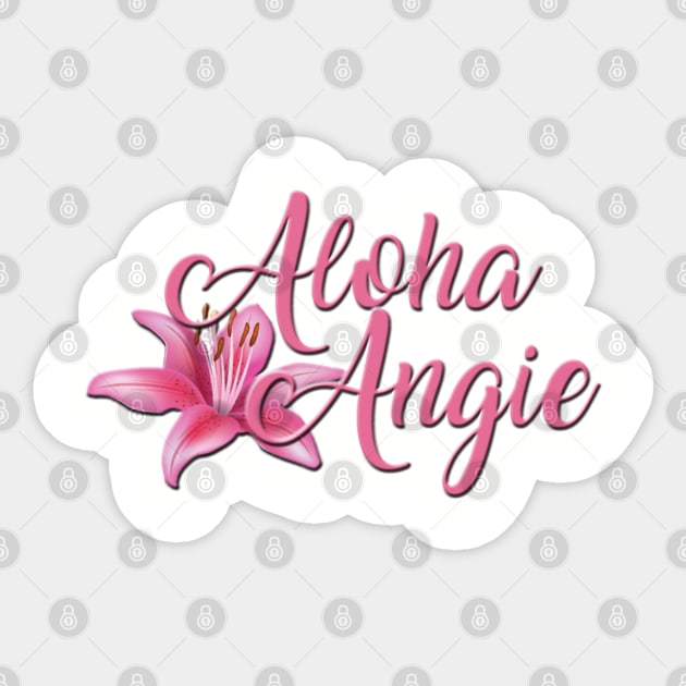 Aloha Angie tee Sticker by ArmChairQBGraphics